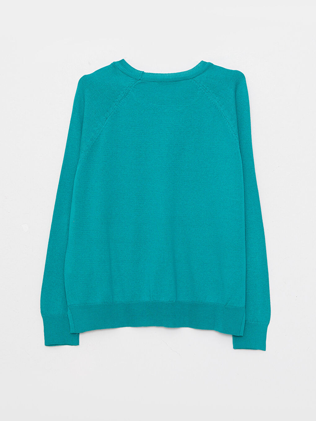 Turkuaz Bisiklet Yaka Düz Uzun Kollu Kadın Triko Kazak-6