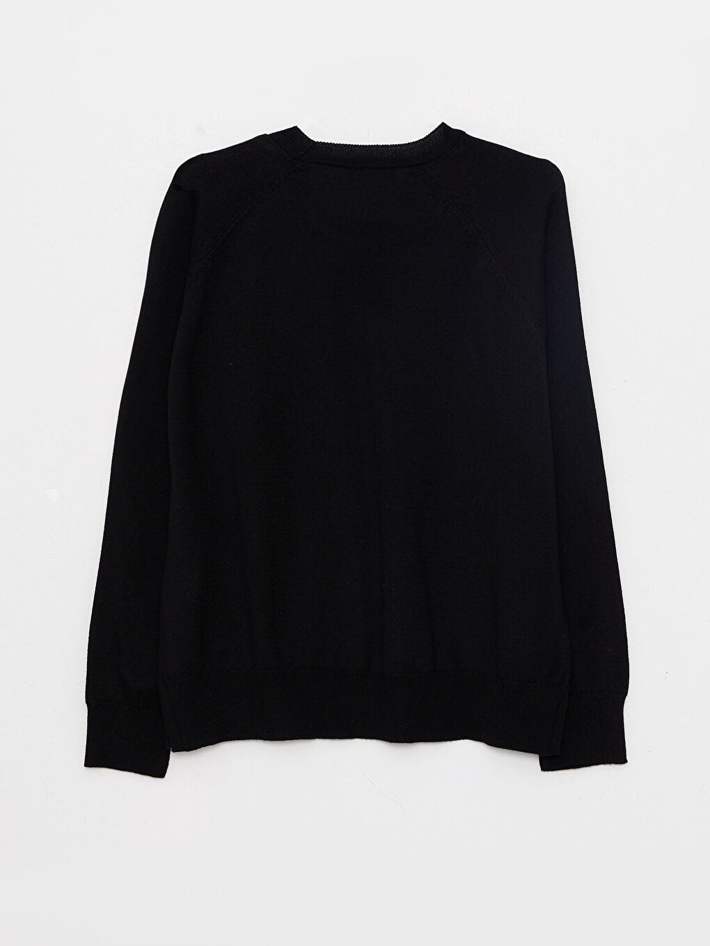 Siyah Bisiklet Yaka Düz Uzun Kollu Kadın Triko Kazak-6