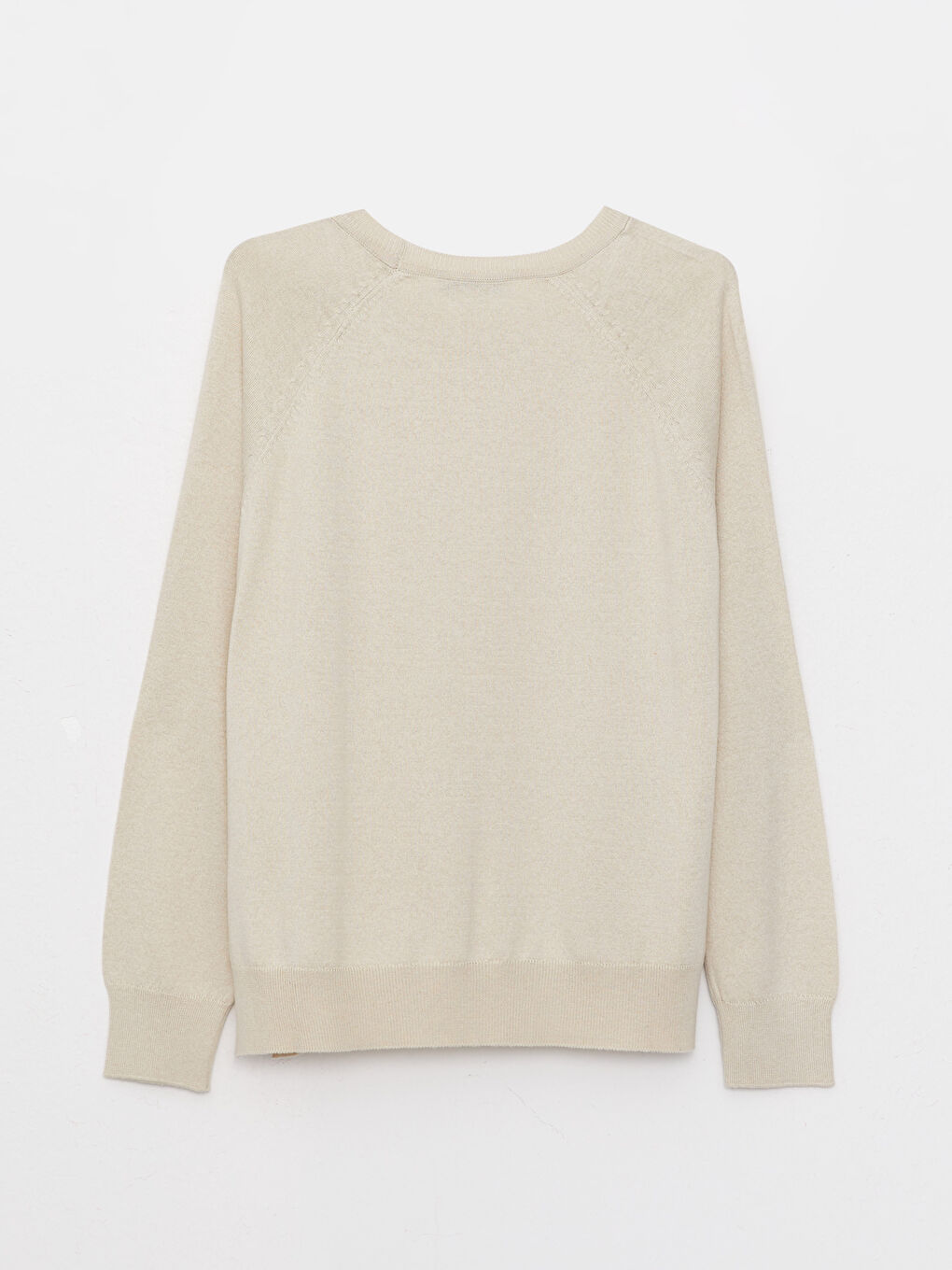 Bej Bisiklet Yaka Düz Uzun Kollu Kadın Triko Kazak-7