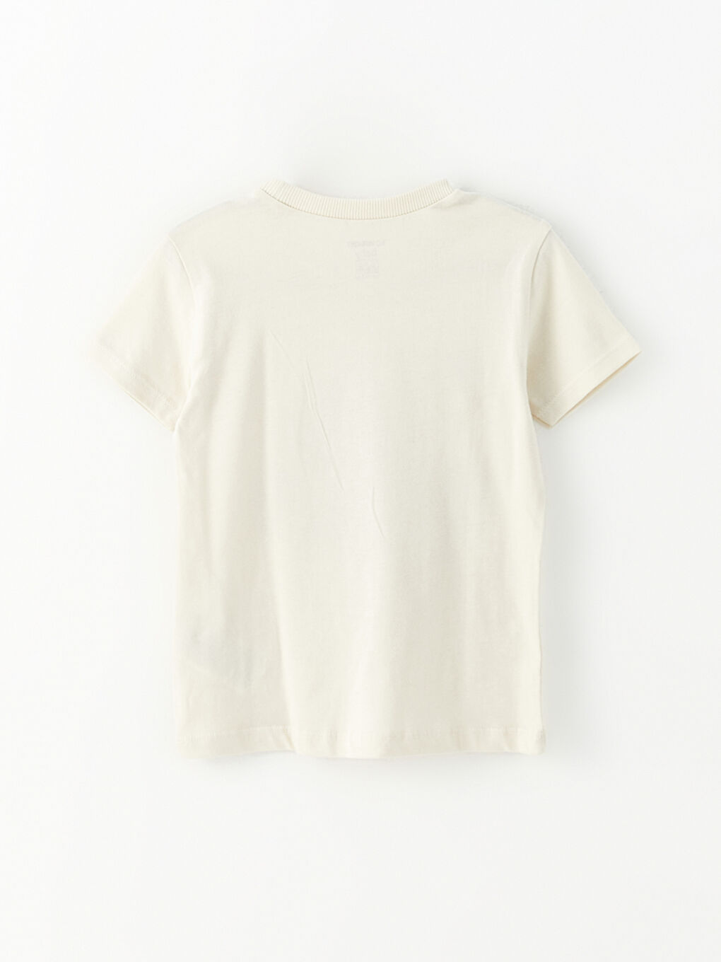 Bej Bisiklet Yaka Kısa Kol Baskılı Pamuklu Erkek Bebek Tişört-2