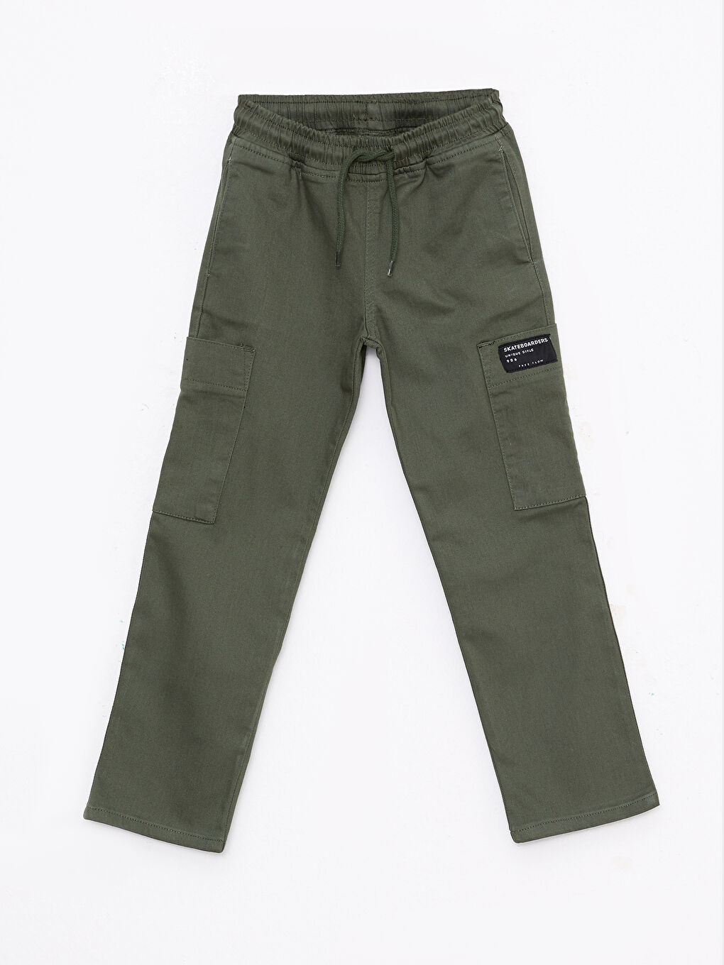 Yeşil Beli Lastikli Baskılı Erkek Çocuk Kargo Pantolon