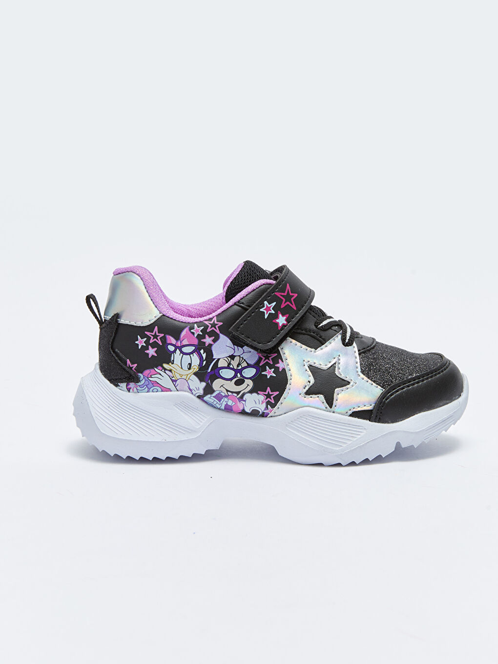 Siyah Minnie Mouse Lisanslı Cırt Cırtlı Kız Çocuk Spor Ayakkabı-1