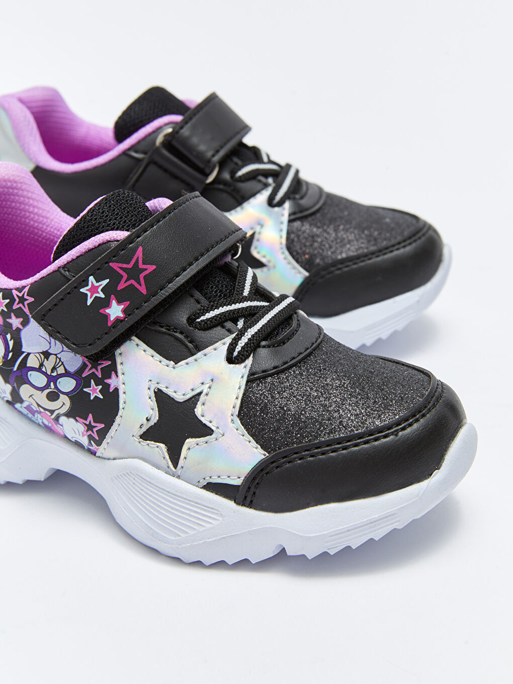 Siyah Minnie Mouse Lisanslı Cırt Cırtlı Kız Çocuk Spor Ayakkabı-2