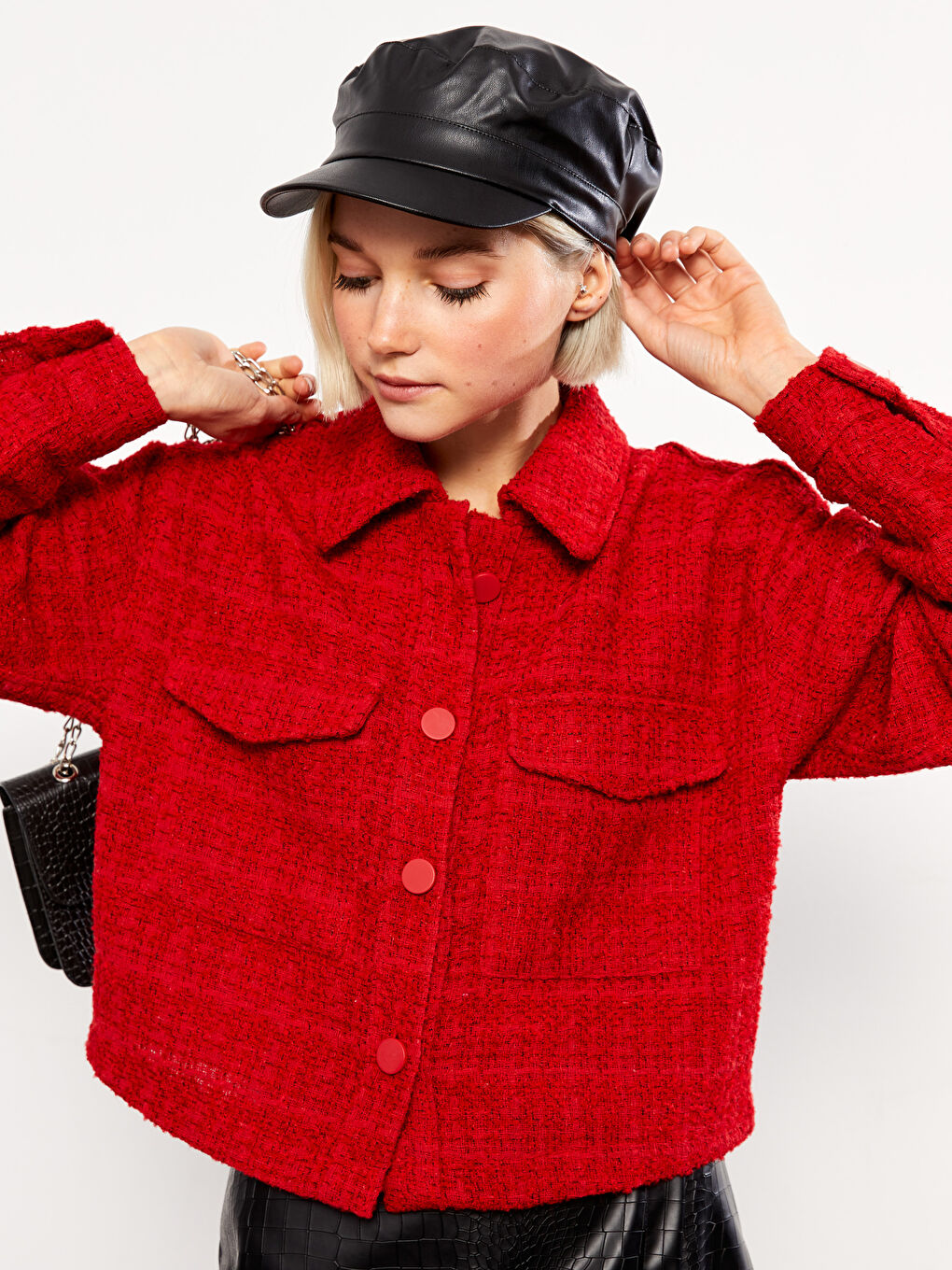 Shirt Neck Self Patterned Long Sleeve Women's Jacket-2