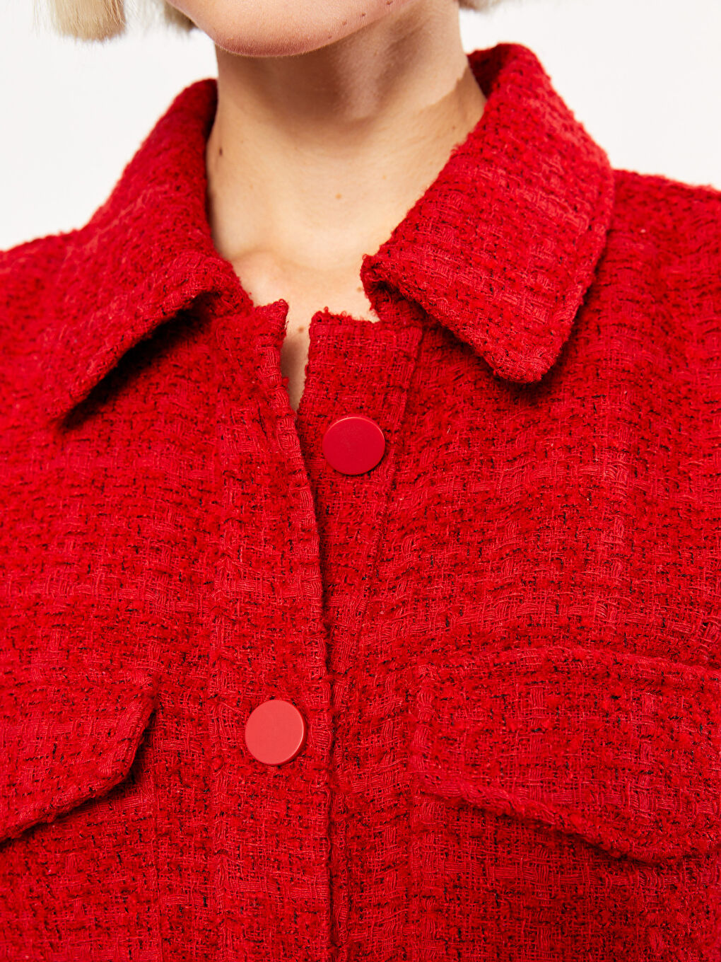 Shirt Neck Self Patterned Long Sleeve Women's Jacket-3