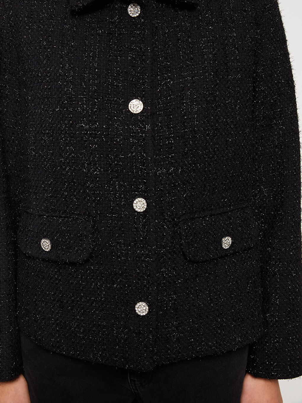 Shirt Neck Self Patterned Long Sleeve Women's Jacket-9
