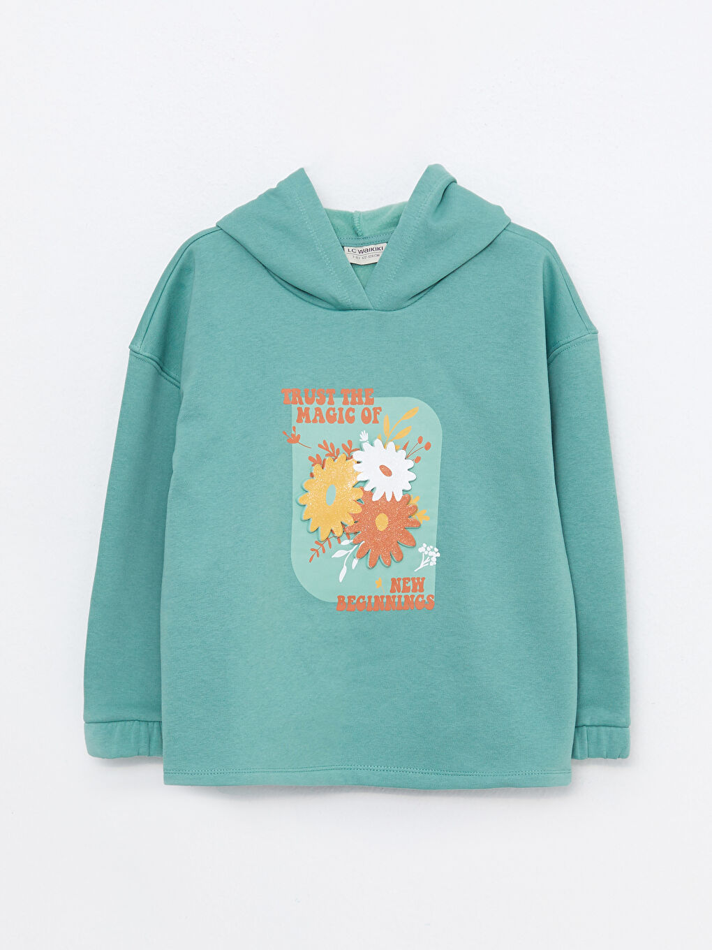 Толстовка с капюшоном, с принтом, с длинным рукавом, для девочек