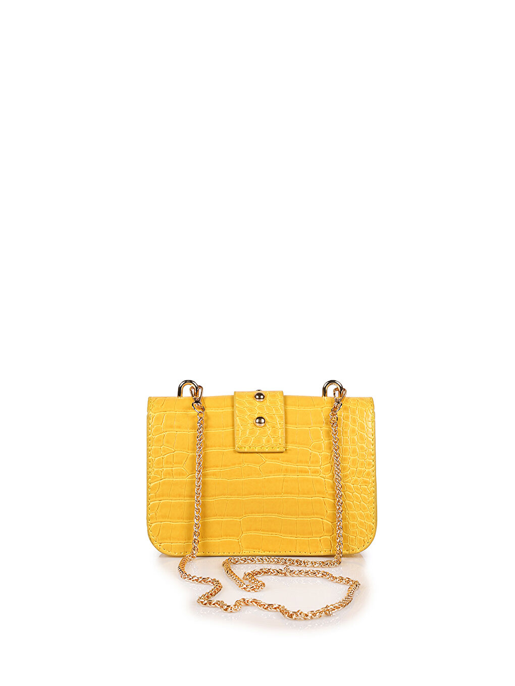 Sarı Kroko Deri Görünümlü Kadın Omuz Çantası-2