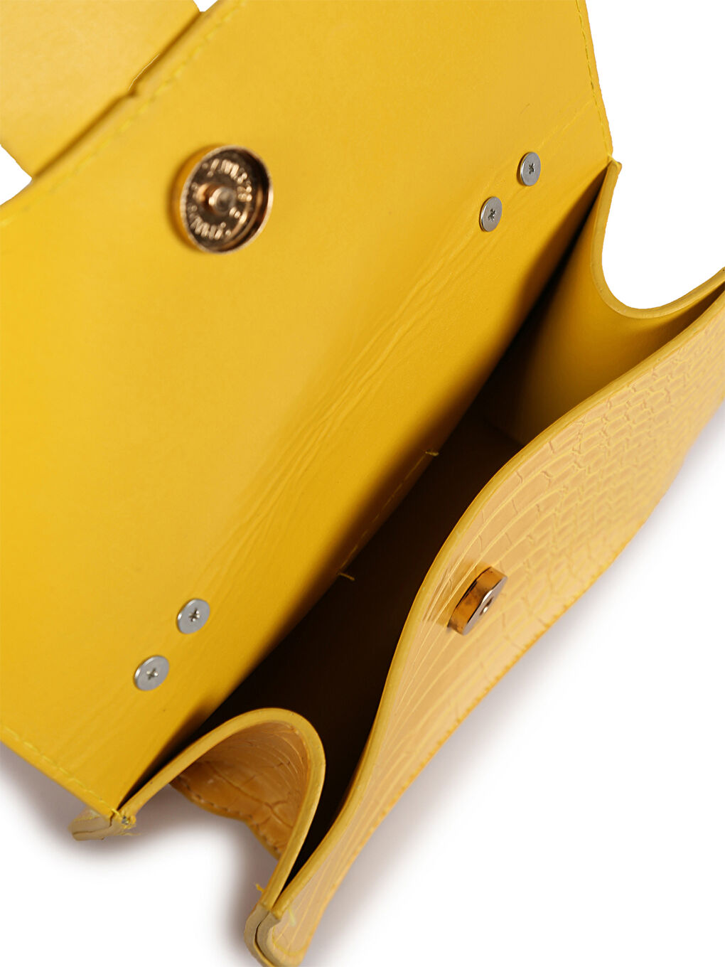 Sarı Kroko Deri Görünümlü Kadın Omuz Çantası-3