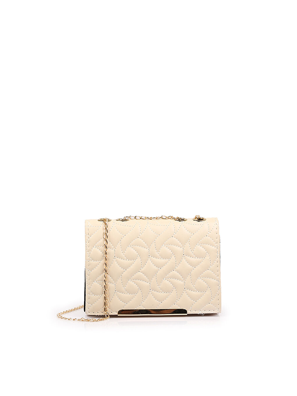 Bej Kroko Deri Görünümlü Kadın Omuz Çantası-1