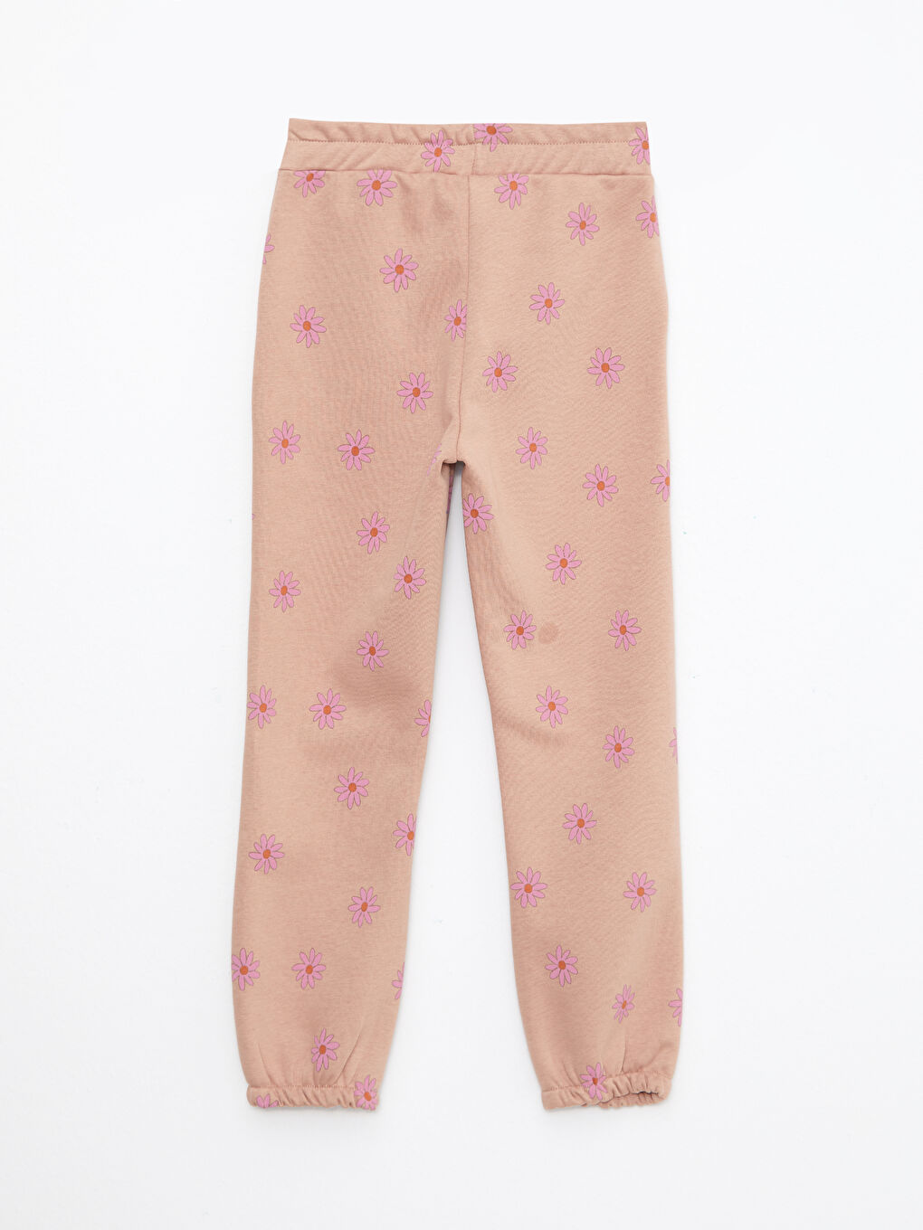 Bej Beli Lastikli Baskılı Kız Çocuk Jogger Eşofman Altı-1