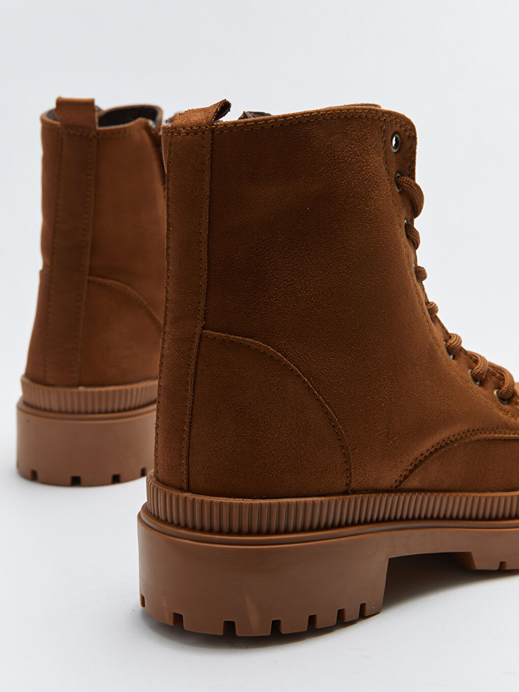 Kahverengi Kadın Süet Bağcıklı Bot-4