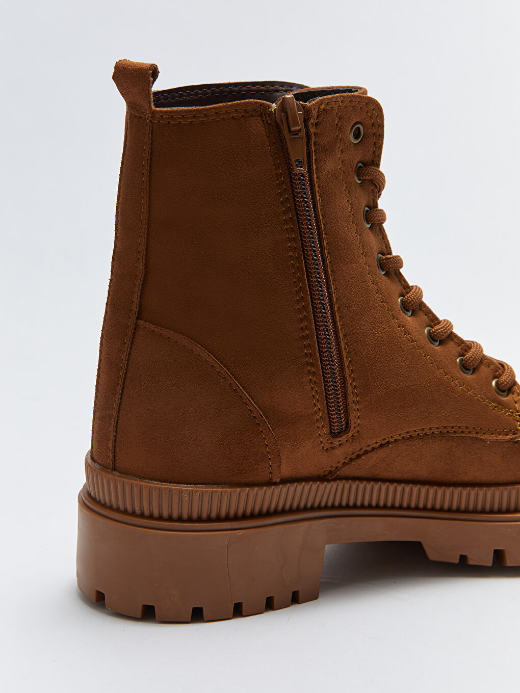 Kahverengi Kadın Süet Bağcıklı Bot-5