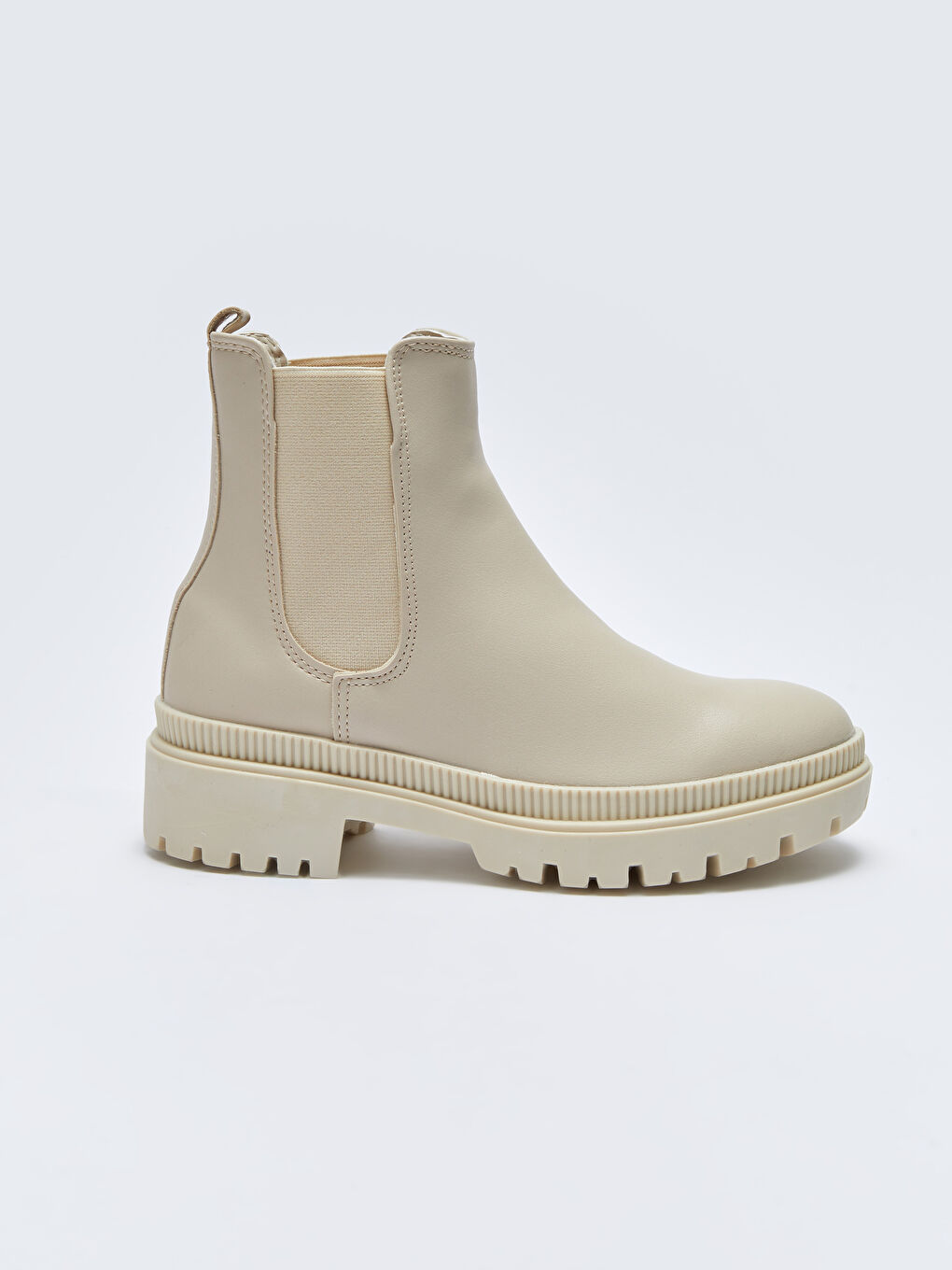 Ekru Deri Görünümlü Bağcıklı Kadın Bot-1