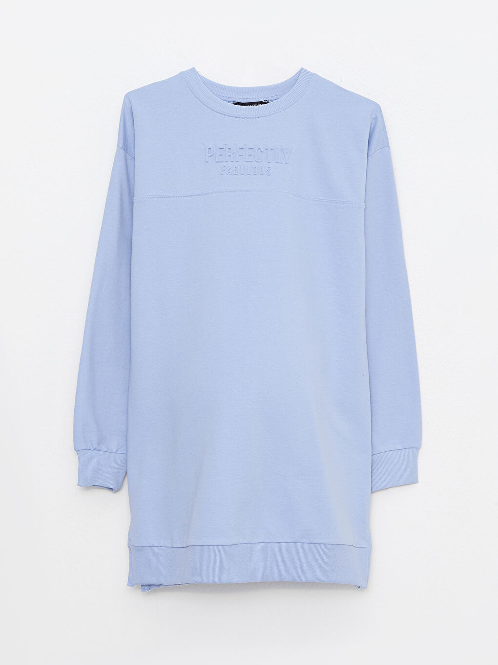 Lacivert Bisiklet Yaka Baskılı Uzun Kollu Hamile Sweatshirt Tunik-5