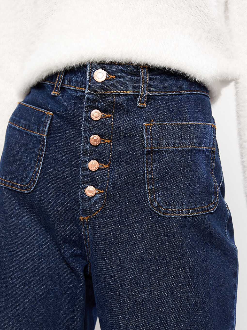 Mavi Kadın Yüksek Bel Wideleg Düz Jean Pantolon-2