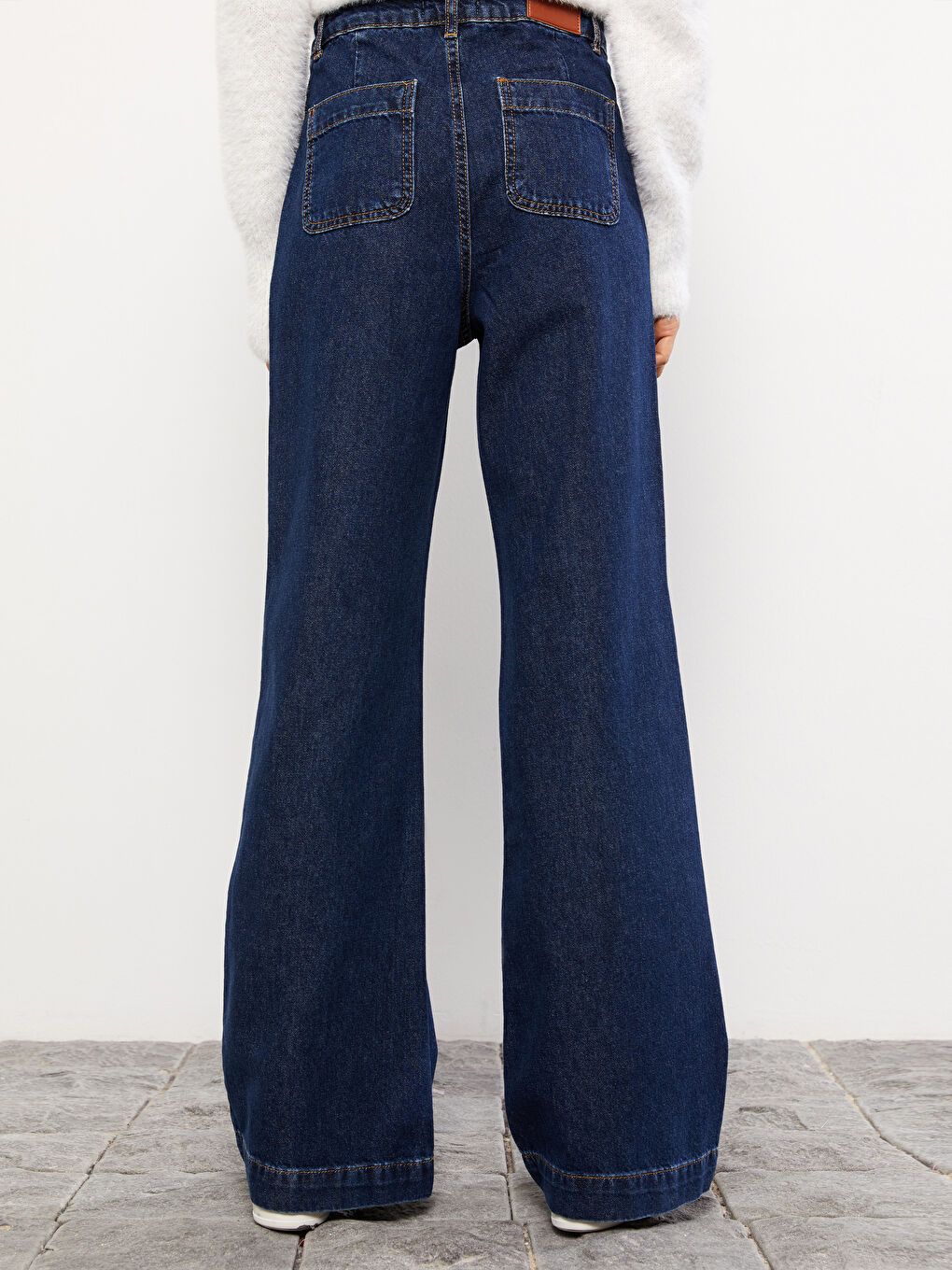 Mavi Kadın Yüksek Bel Wideleg Düz Jean Pantolon-4