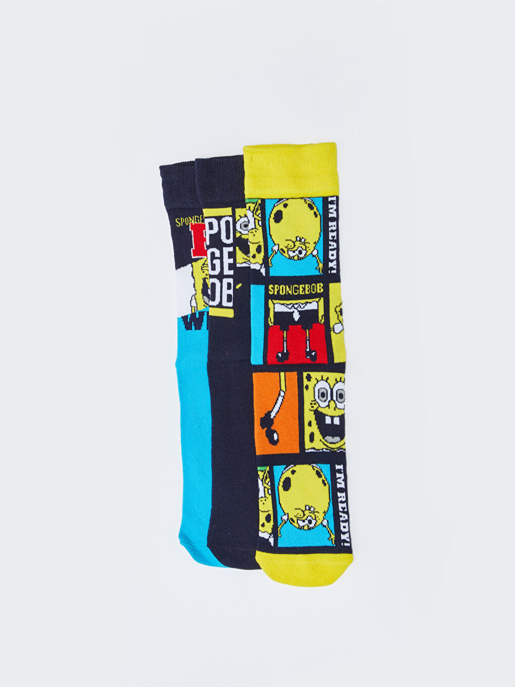 Karışık Sünger Bob Baskılı Erkek Soket Çorap 3'lü-1