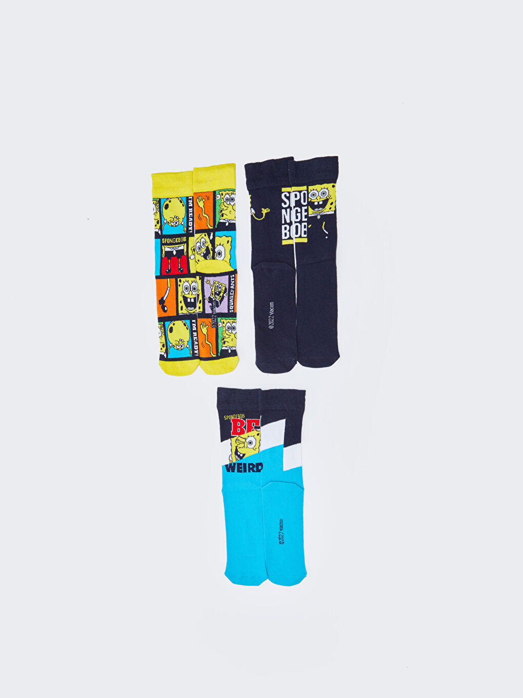 Karışık Sünger Bob Baskılı Erkek Soket Çorap 3'lü-2