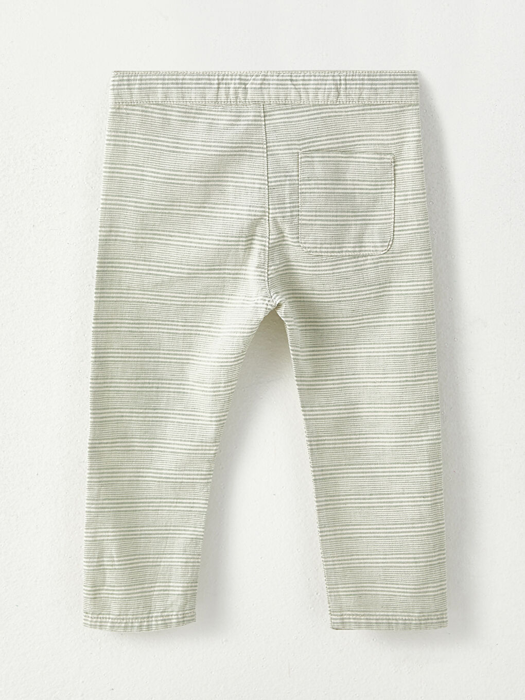 Ekru Beli Lastikli Çizgili Erkek Bebek Pantolon-1