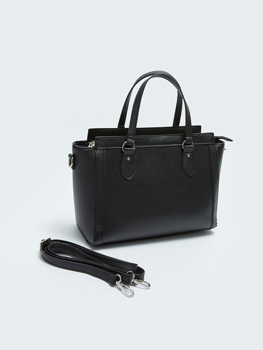 Siyah Deri Görünümlü Kadın Omuz Çantası-2