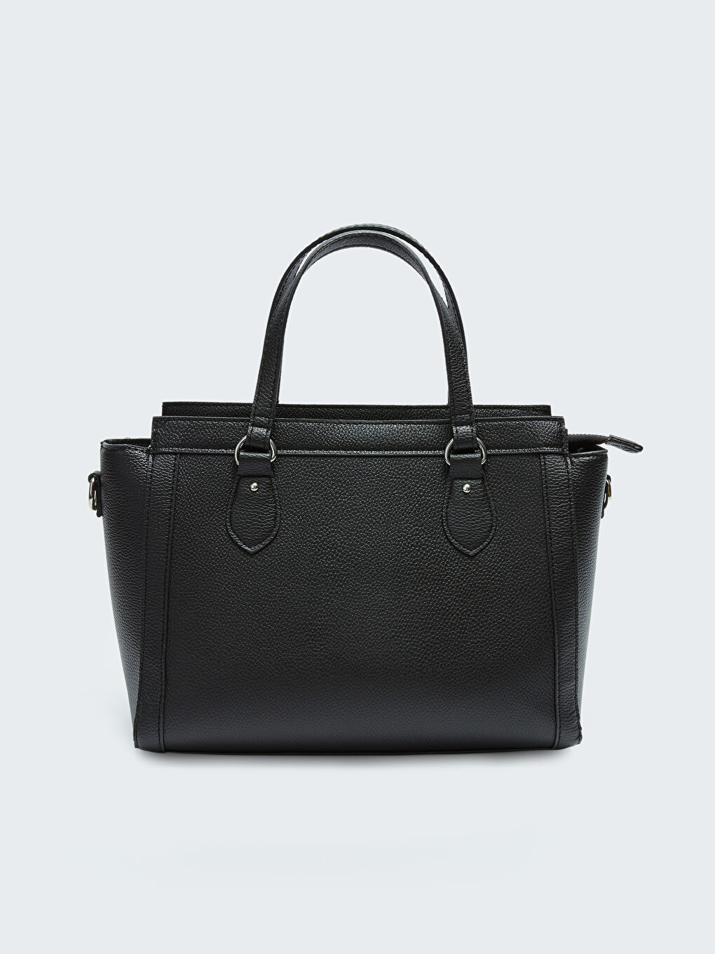 Siyah Deri Görünümlü Kadın Omuz Çantası-3