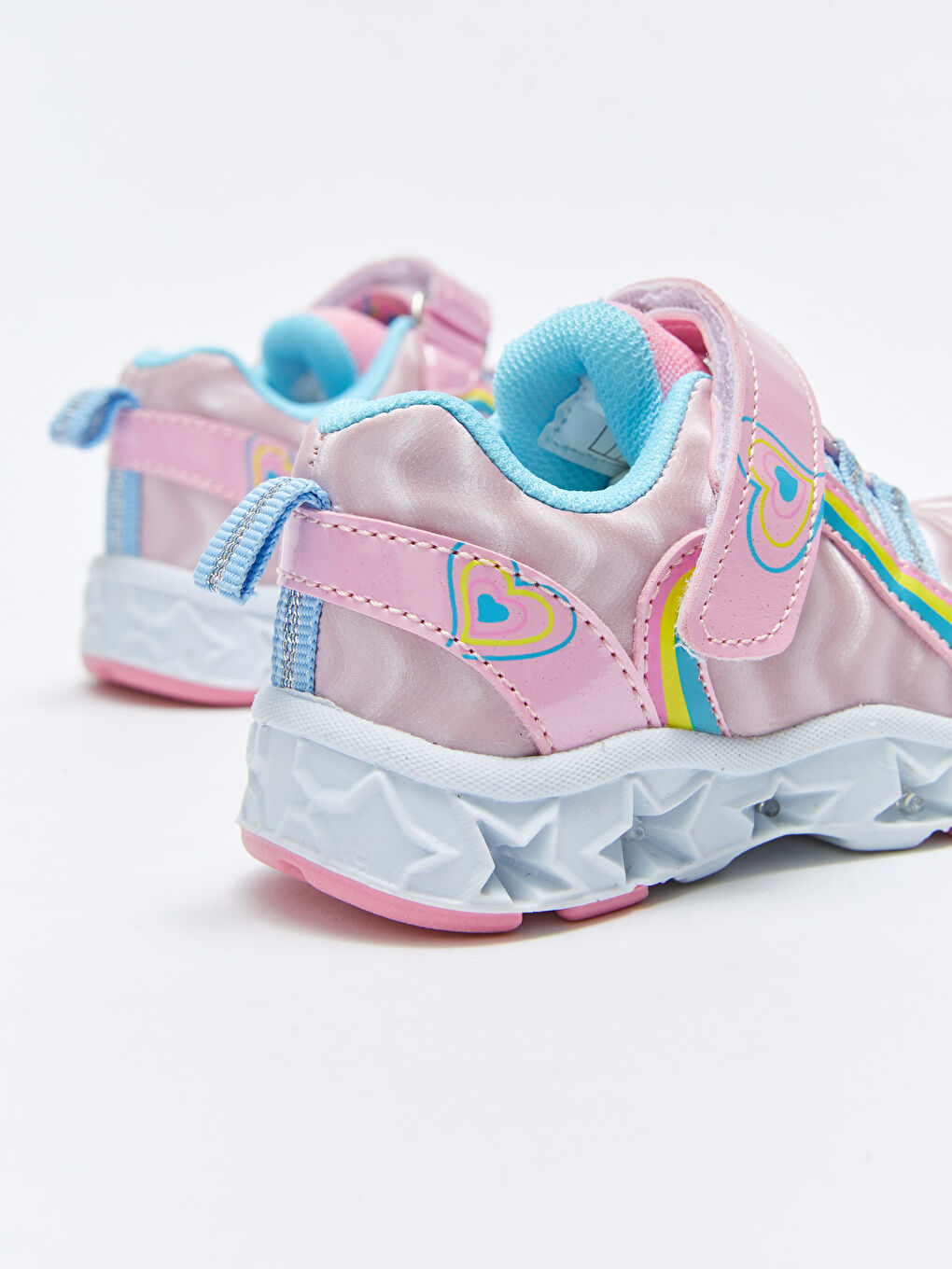 Pembe Tabanı Işıklı Bağcık ve Cırt Cırtlı Kız Bebek Spor Ayakkabı-5