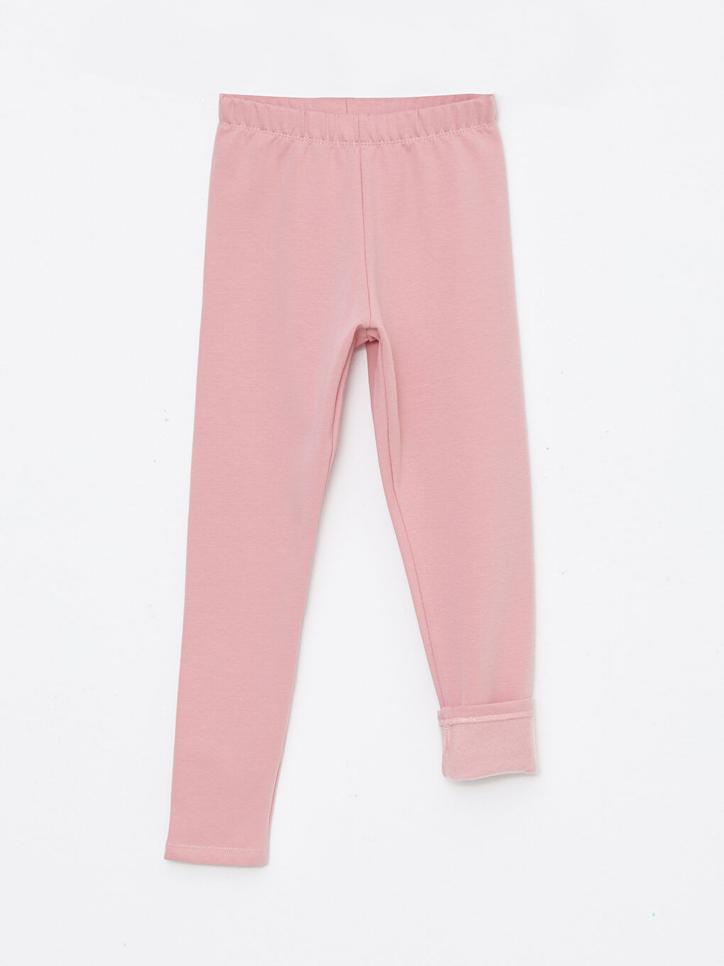 LCW Kids Pembe Beli Lastikli Basic Polar Astarlı Kız Çocuk Uzun Tayt - 3