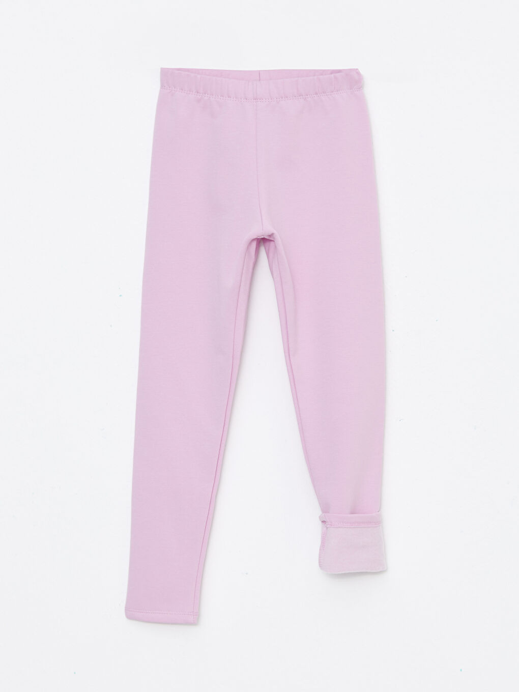 Lila Beli Lastikli Basic Polar Astarlı Kız Çocuk Uzun Tayt-2