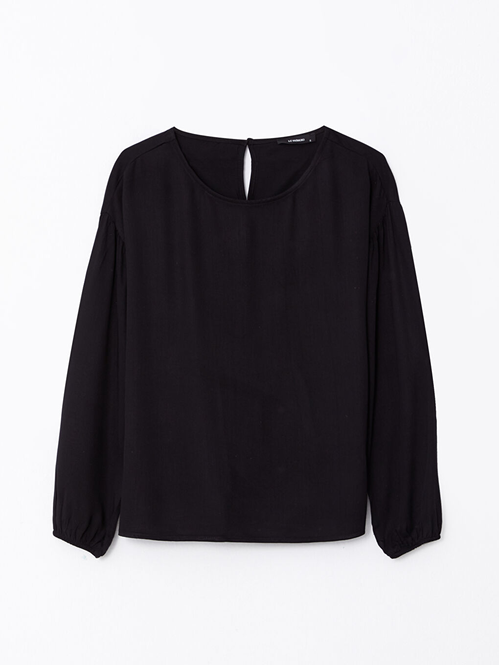 Blouse Droite à Manches Longues en Viscose pour Femmes Col Rond-5