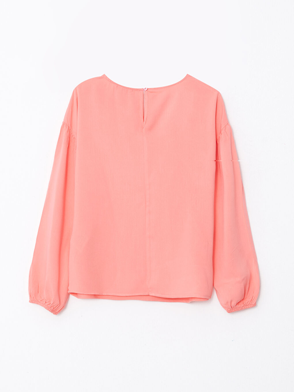 Mercan Bisiklet Yaka Düz Uzun Kollu Viskon Kadın Bluz-11