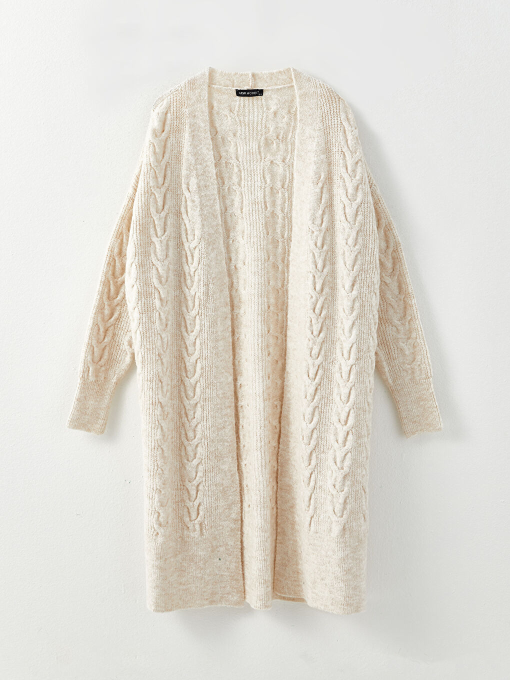 Shawl Collar Self Patterned Long Sleeve Oversize Women's Knitwear Cardigan-5