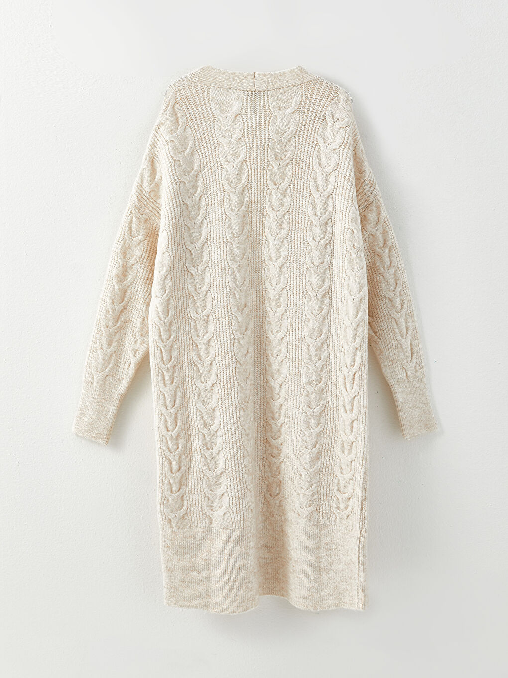 Shawl Collar Self Patterned Long Sleeve Oversize Women's Knitwear Cardigan-6