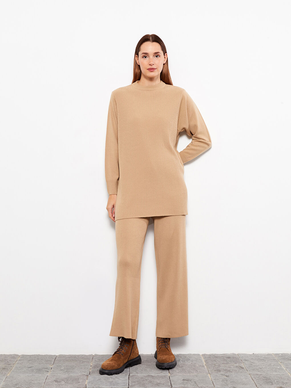 Women's Elasticated Waist Plain Knitwear Trousers