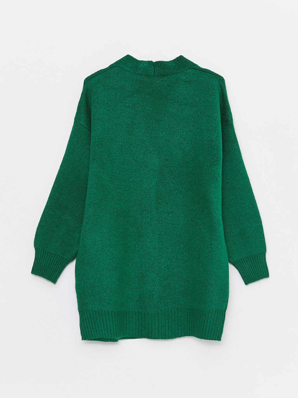 Yeşil V Yaka Nakışlı Uzun Kollu Oversize Kadın Triko Hırka-5