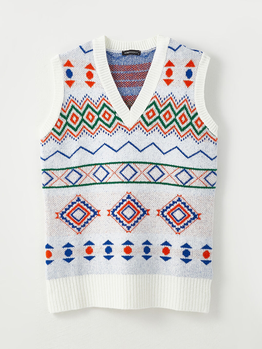 Светр Трикотажний Жіночий Візерунковий З V-подібним Вирізом-5