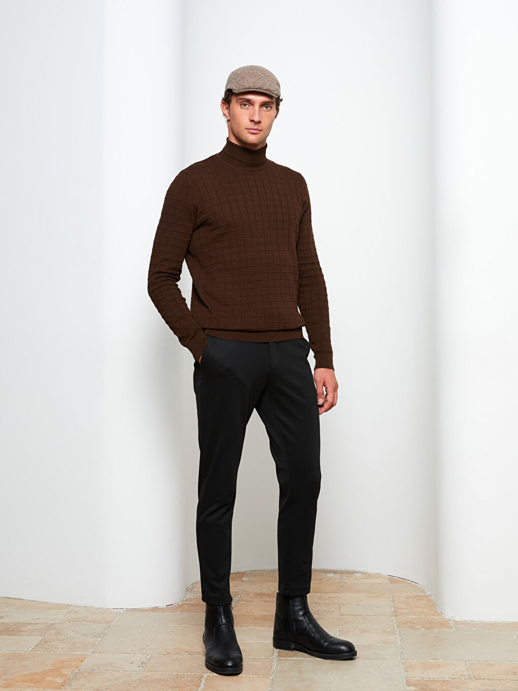 Kahverengi Desenli Erkek Ressam Şapkası-1