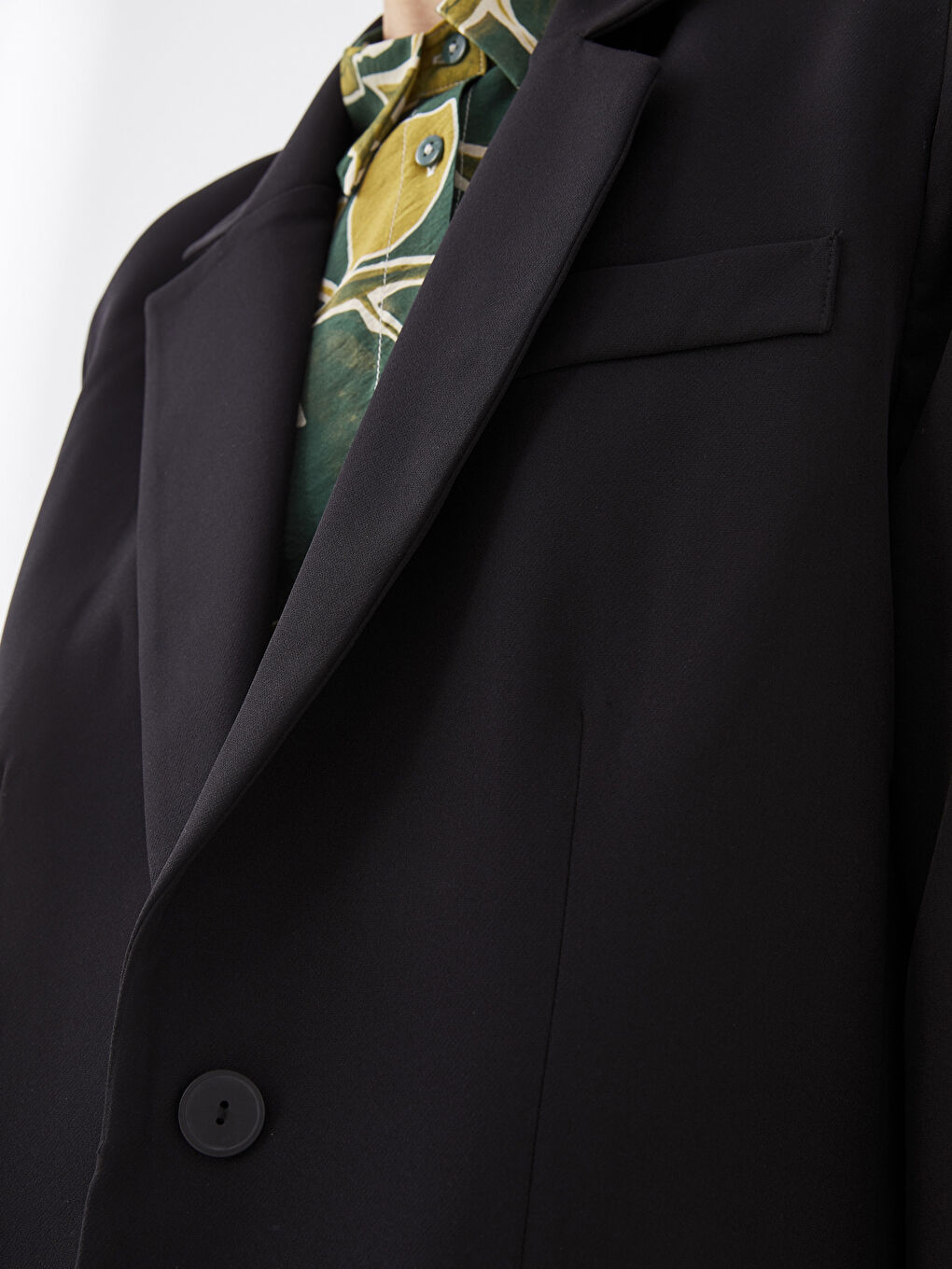 Siyah Düz Uzun Kollu Kadın Blazer Ceket-3