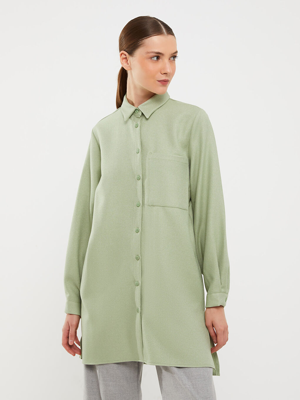LCW Modest Schlichte Langarm Damen Hemd-Tunika -W2GN86Z8-RQ2
