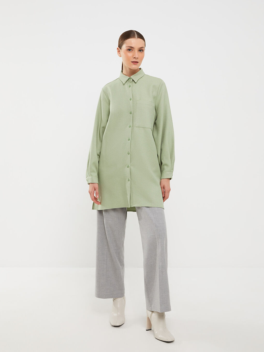 LCW Modest Schlichte Langarm Damen Hemd-Tunika -W2GN86Z8-RQ2