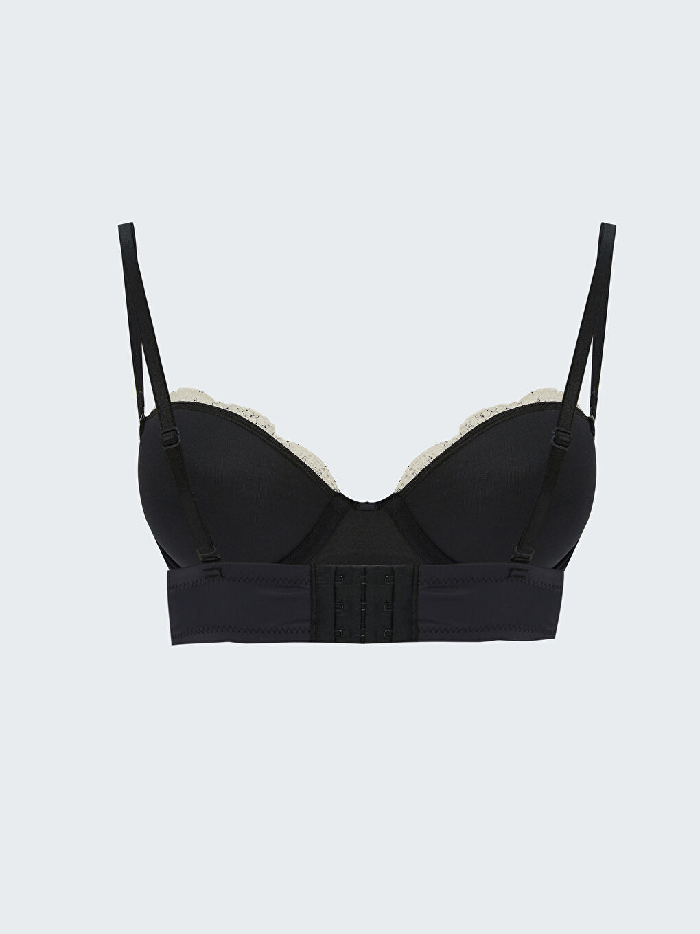 Siyah Balenli Yarım Dolgulu Dantelli Fantezi Sütyen-1