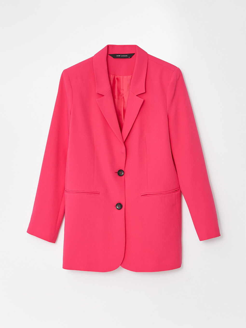 Fuşya Düz Uzun Kollu Kadın Blazer Ceket-4
