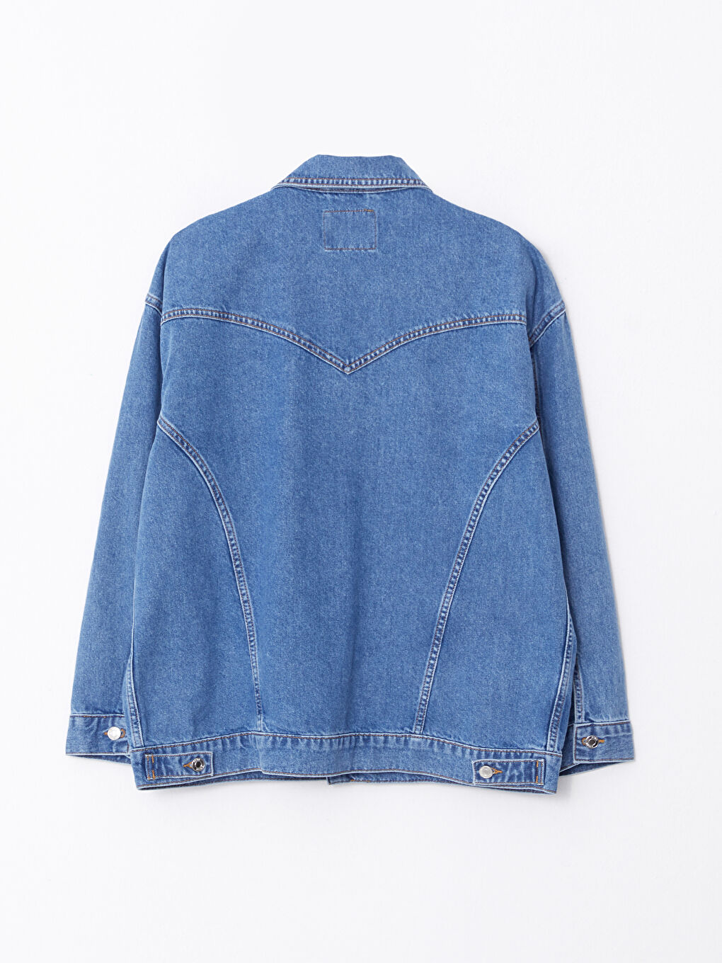 Mavi Gömlek Yaka Kadın Jean Ceket-6