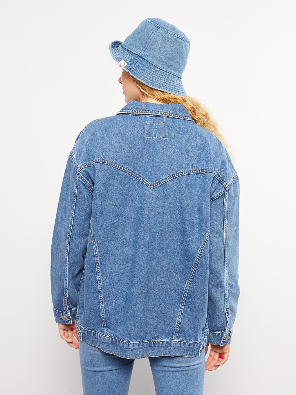 Mavi Gömlek Yaka Kadın Jean Ceket-4
