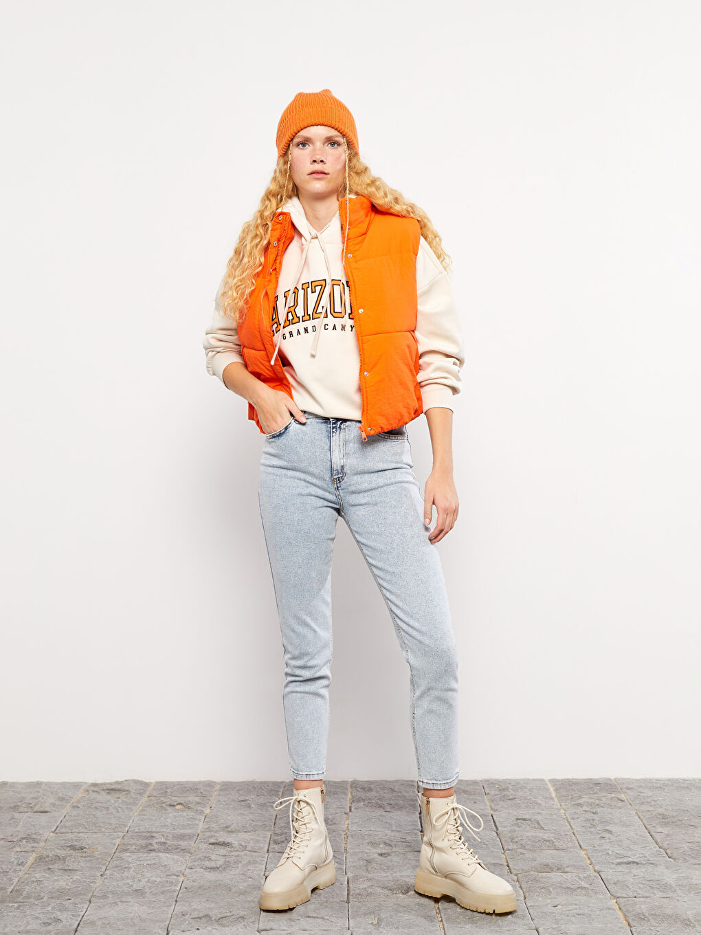 Mavi Yüksek Bel Slim Mom Kadın Jean Pantolon