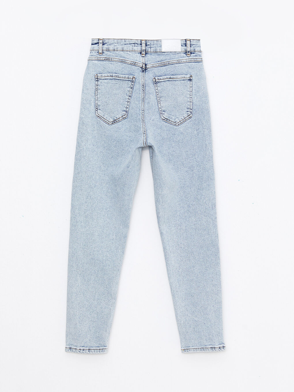 Mavi Yüksek Bel Slim Mom Kadın Jean Pantolon-6