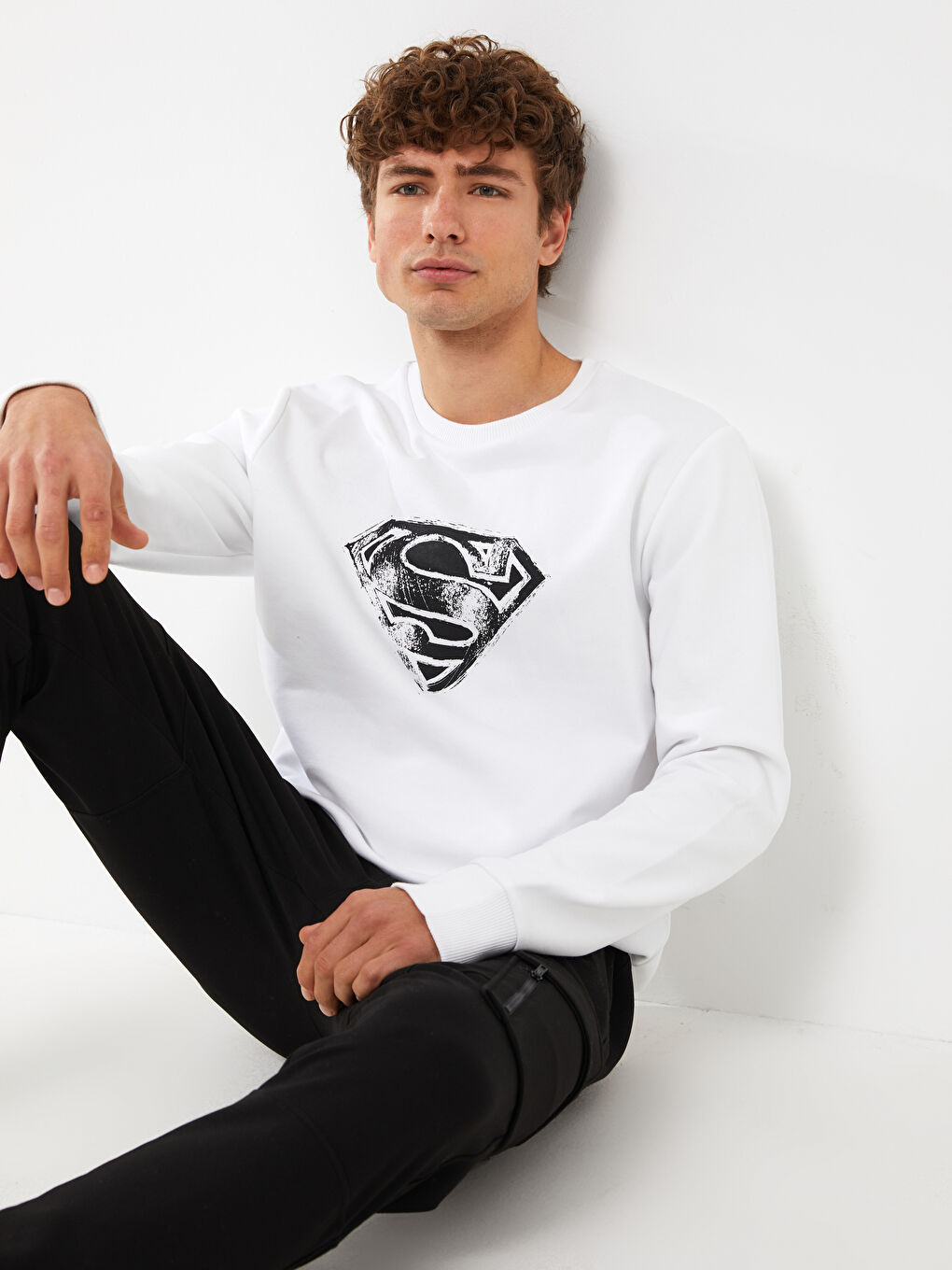 XSIDE Crew Neck Long Sleeve Superman Printed Men's Thick Sweatshirt -W2GO54Z8-Q6K