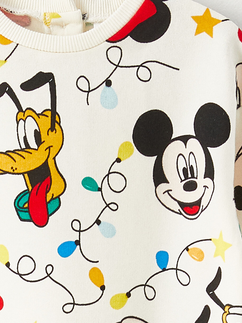 Ekru Bisiklet Yaka Uzun Kollu Minnie Mouse Baskılı Kız Bebek Sweatshirt-2