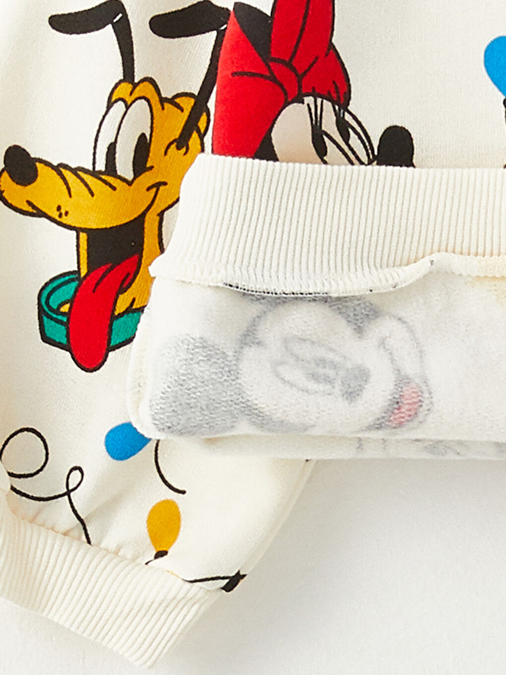 Ekru Bisiklet Yaka Uzun Kollu Minnie Mouse Baskılı Kız Bebek Sweatshirt-3
