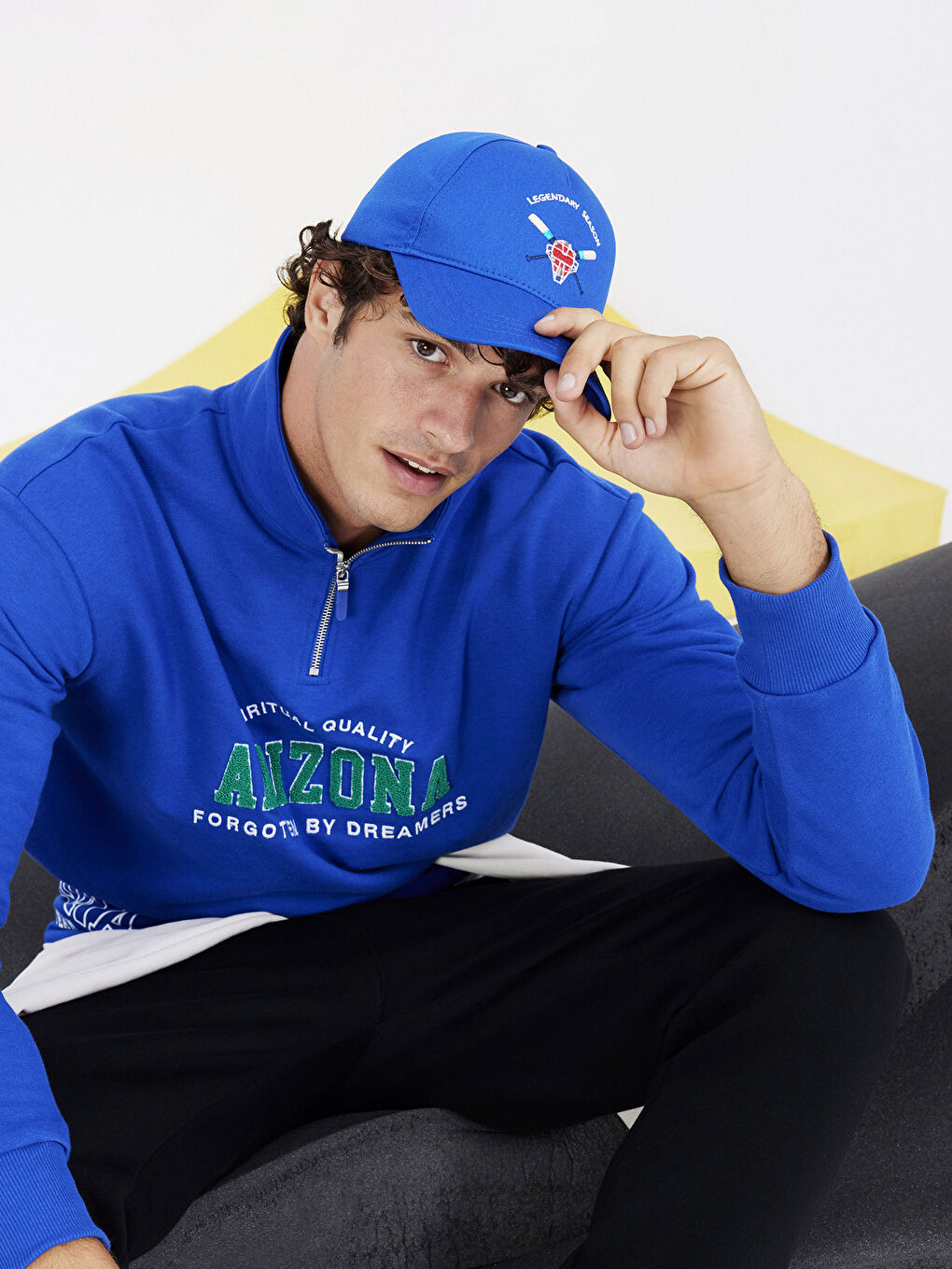 Lacivert Nakışlı Erkek Kep Şapka